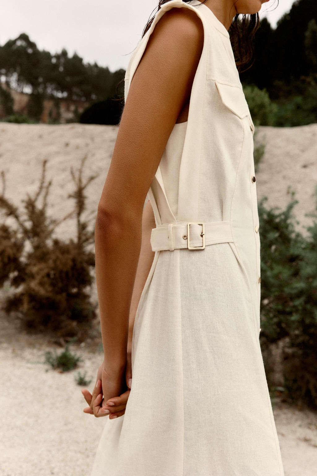 MIDI DRESS WITH BELT LOOPS IN A LINEN BLEND - Zara фото 12
