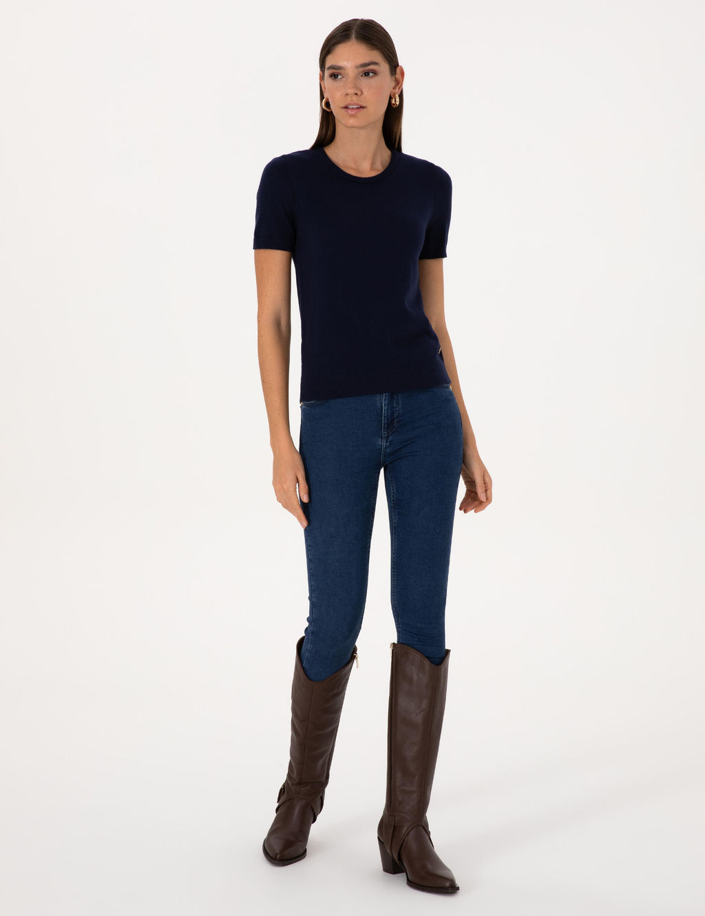 Lacivert Slim Fit Triko Ti__rt - Pierre cardin фото 4