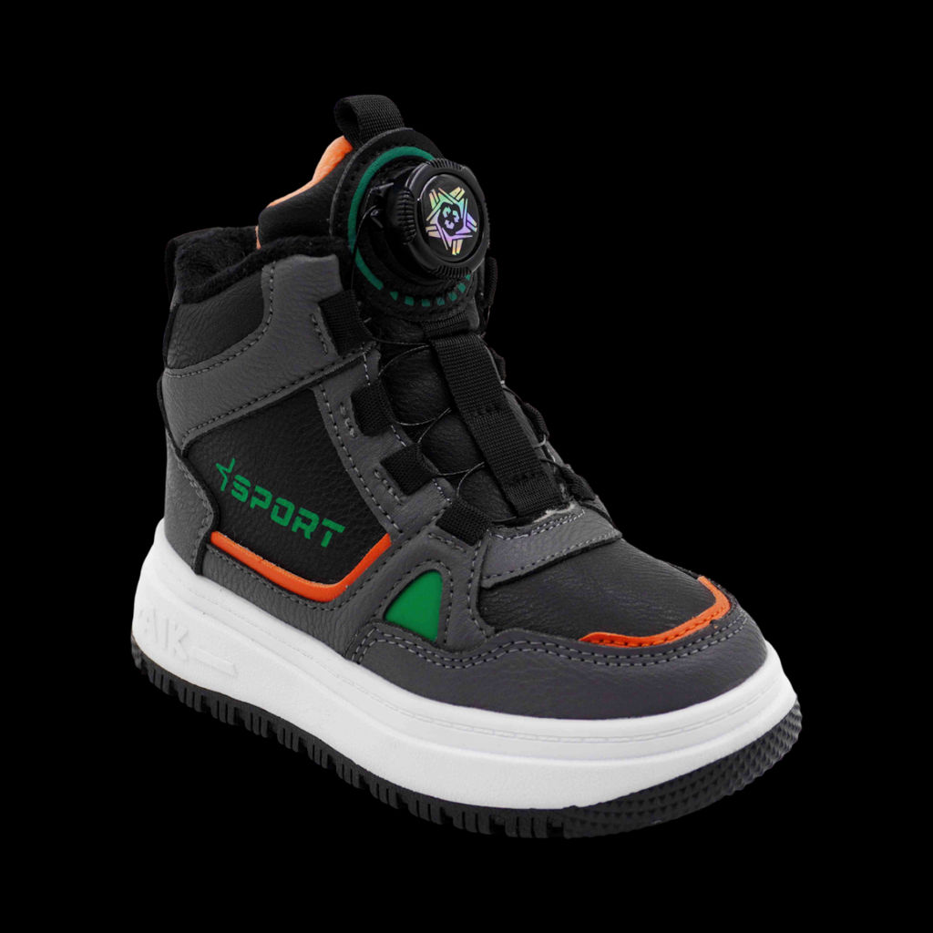 Кроссовки зимние на меху В7186-3 черно серые