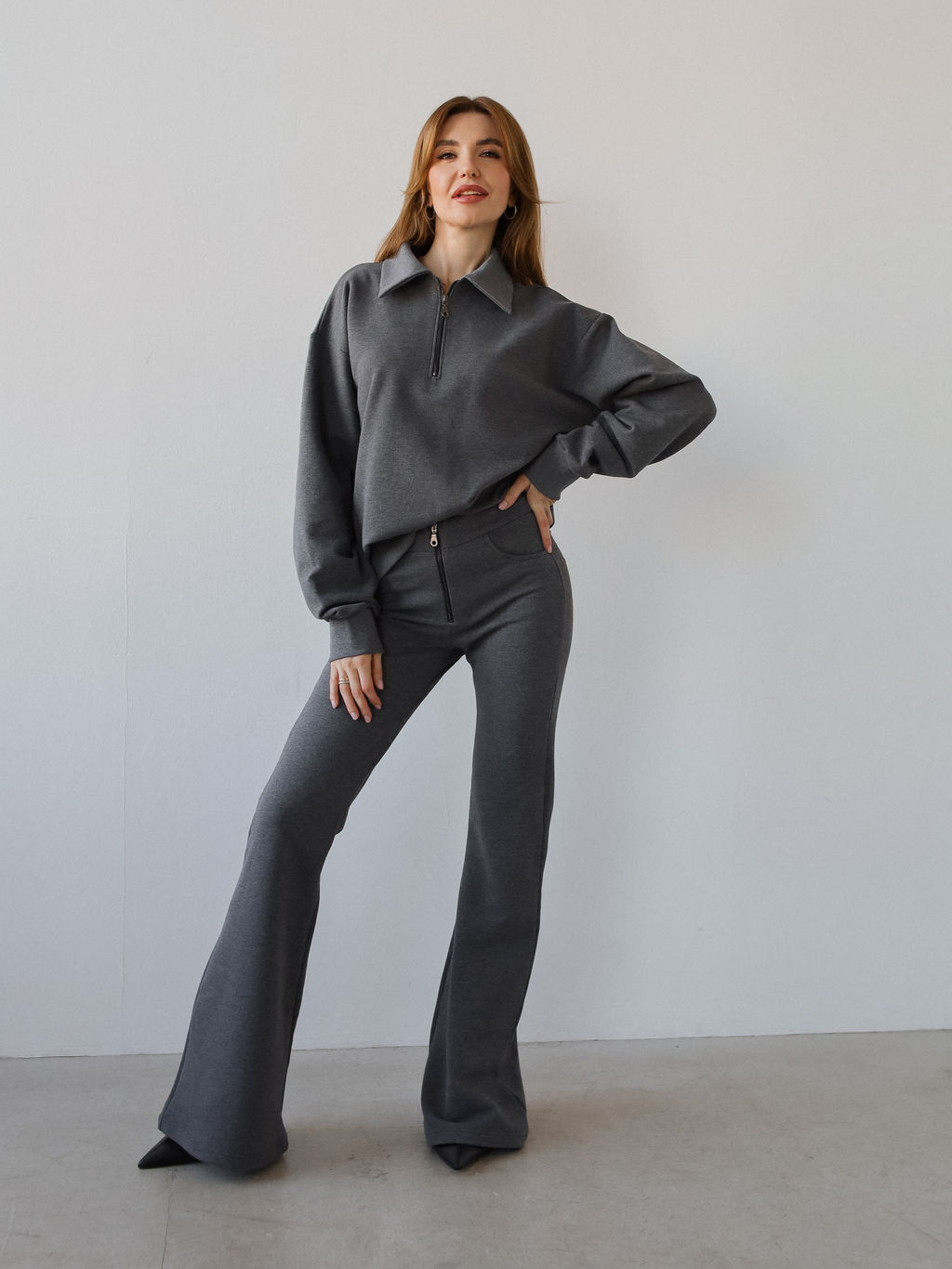 Брюки-клеш женские Pike, темный меланж