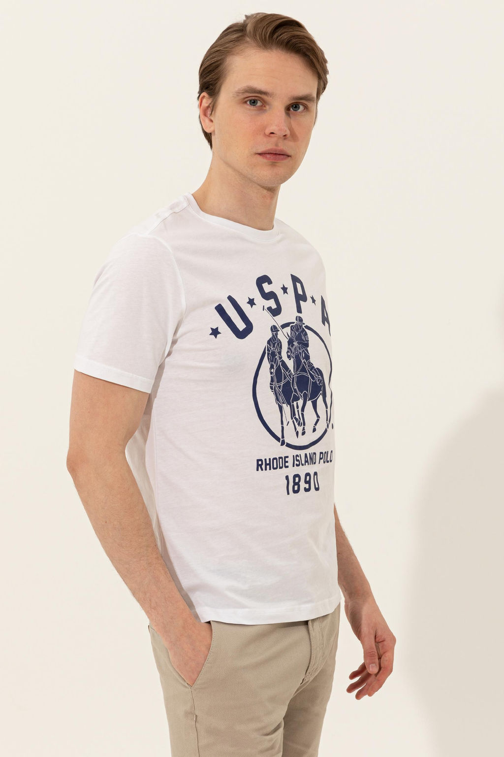 Erkek Beyaz Bisiklet Yaka Ti__rt