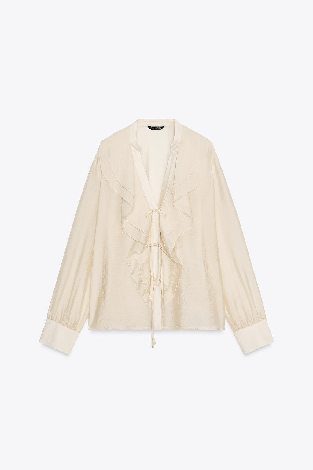 RUFFLED BLOUSE WITH TIES - Zara фото 6