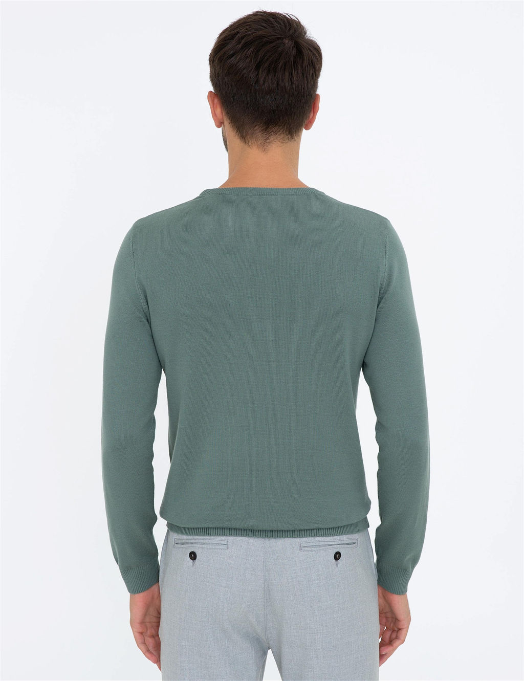 Ye_il Slim Fit Bisiklet Yaka Basic Triko Kazak - Pierre cardin фото 4