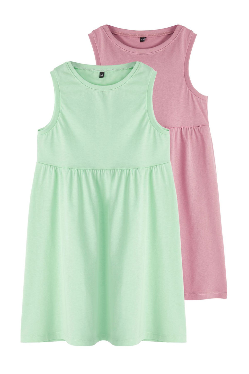 Pembe-Mint K?z Cocuk Basic Kolsuz Mini Orme Elbise TKDSS25EL00015