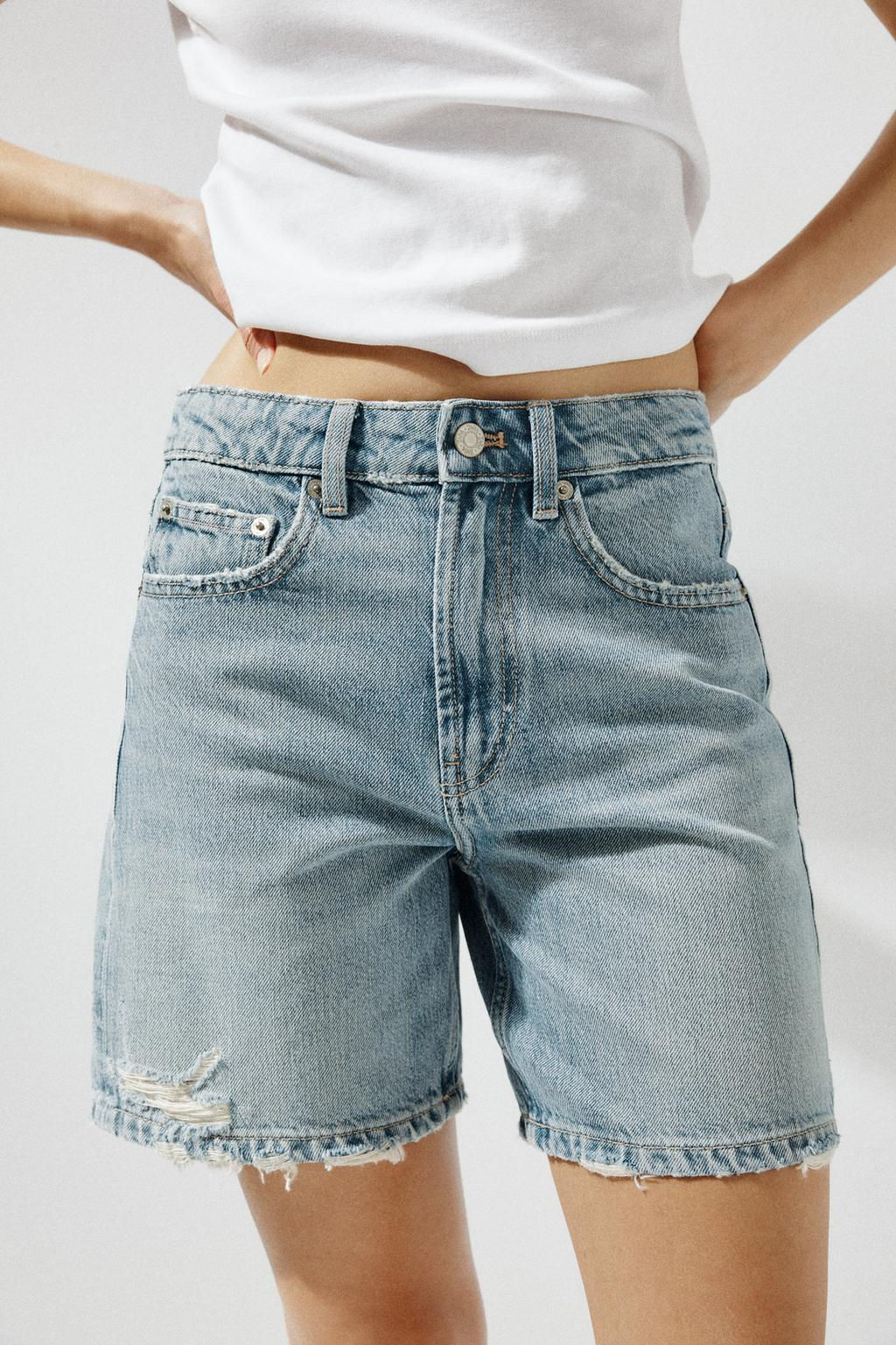 TRF MID-WAIST DENIM BERMUDA SHORTS - Zara фото 3