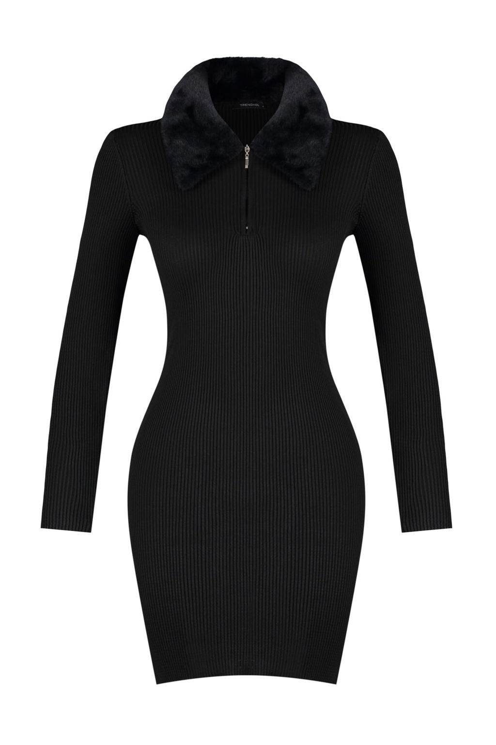TRENDYOLMILLA Siyah Mini Triko Suni Kurk Detayl? Elbise TWOAW24EL00022 фото 7