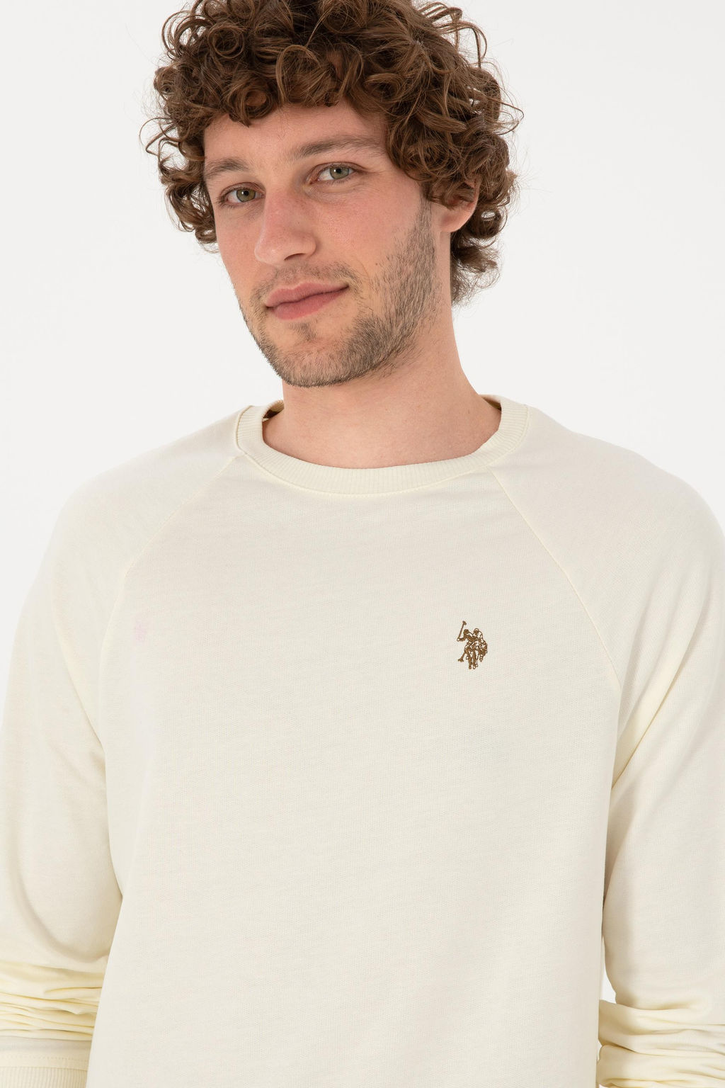 Erkek BEYAZ Basic Sweatshirt Sepette S_rpriz _ndirim
