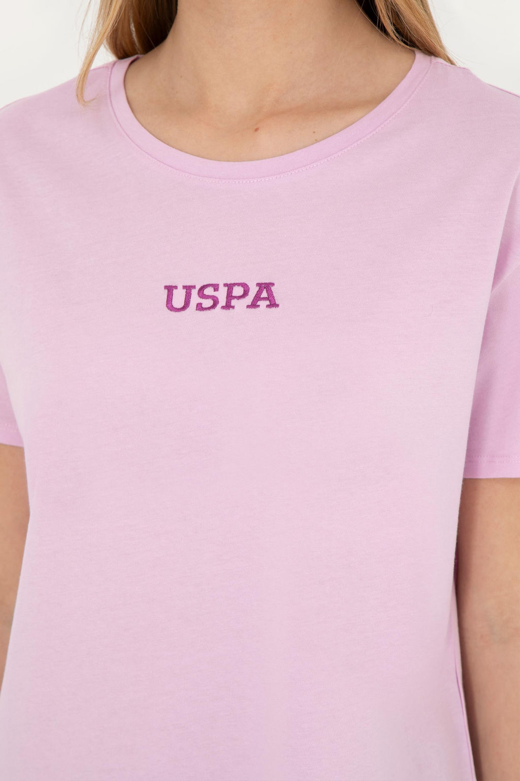Женская розовая футболка с круглым вырезом - U.s. polo assn фото 14