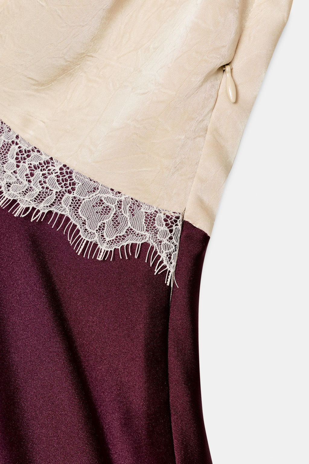 SATIN MIDI DRESS WITH LACE TRIM - Zara фото 7