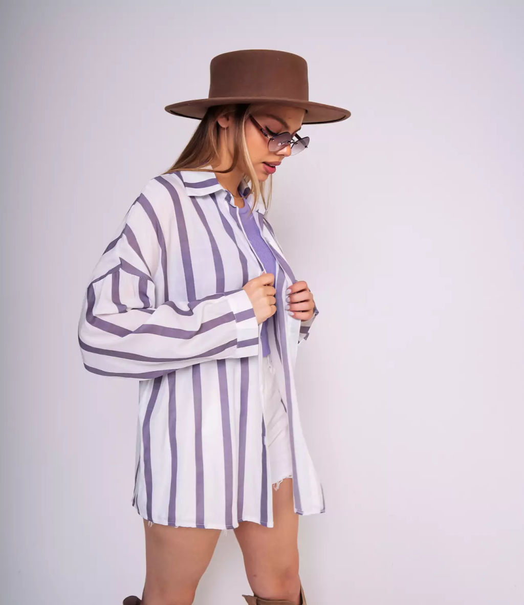 Рубашка #КТ33019, сиреневый - Dommod фото 3