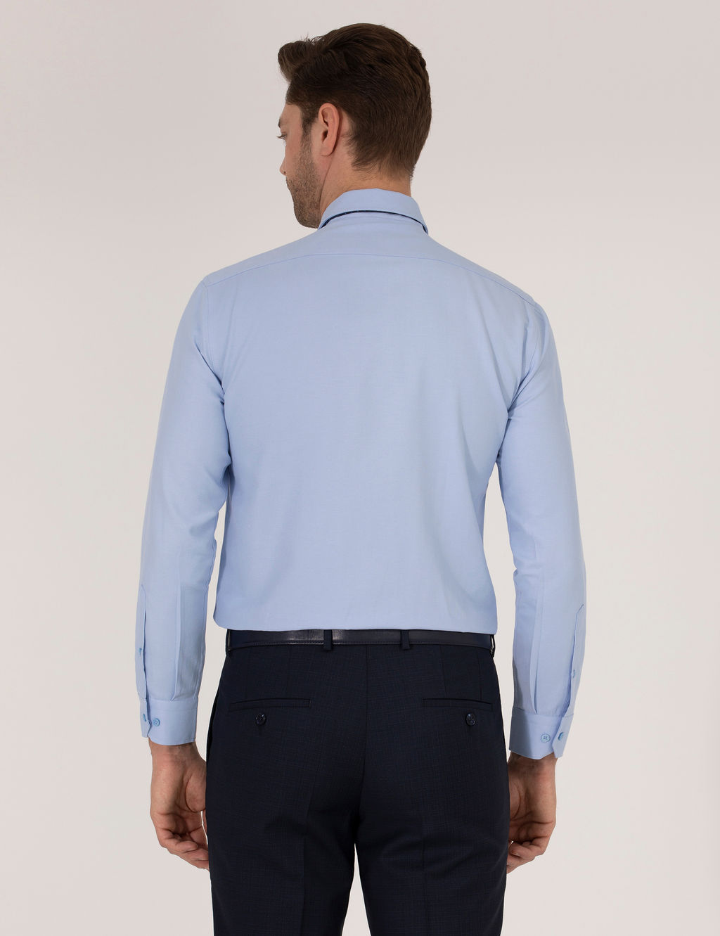Koyu Mavi Slim Fit Oxford G_mlek