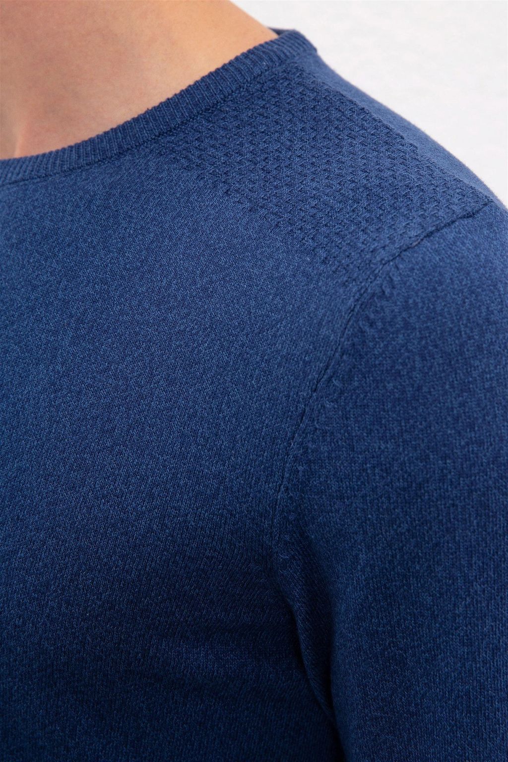 U. S. Polo Assn / Мужской трикотажный свитер цвета индиго с круглым вырезом Basic - U.s. polo assn фото 5