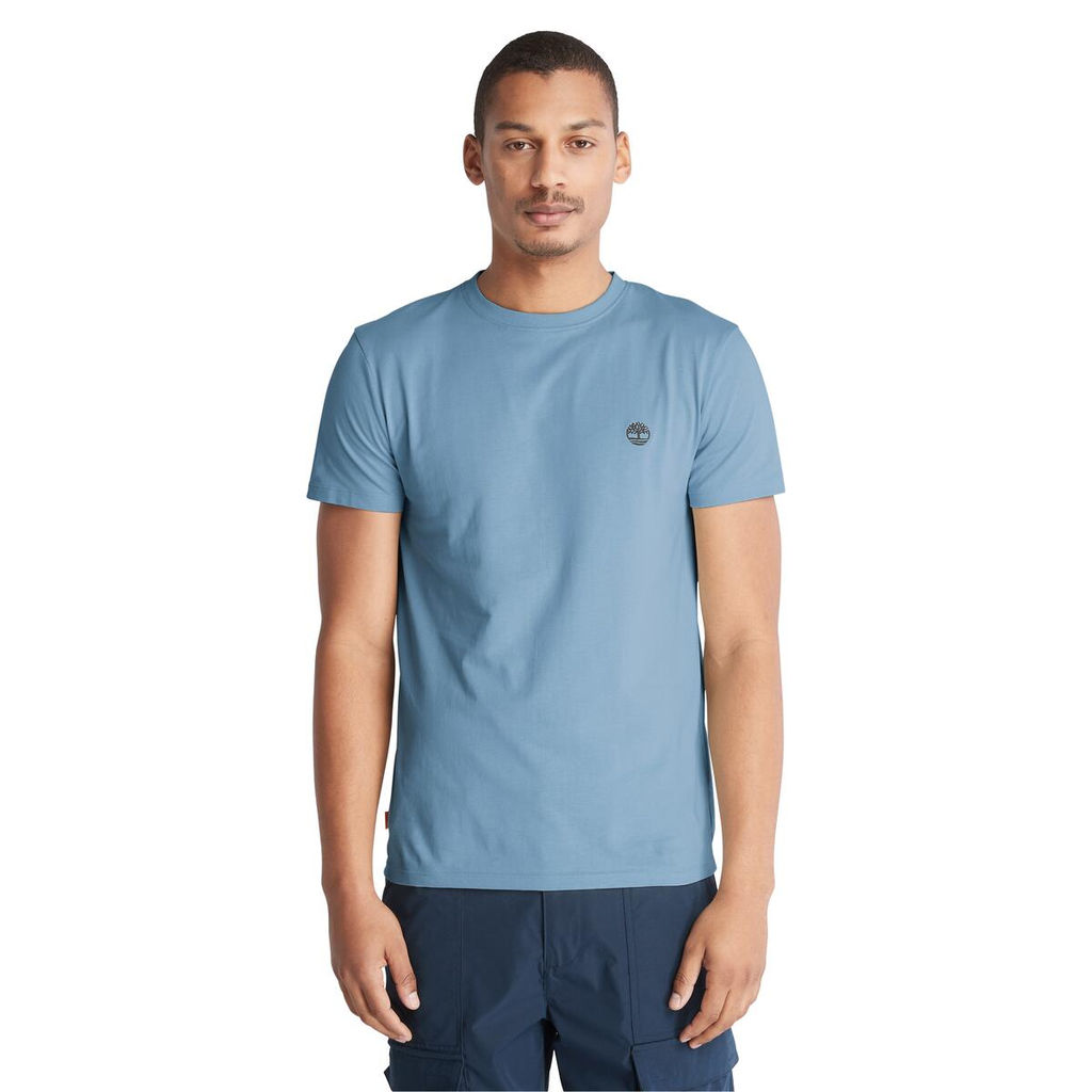 Футболка Timberland T-Shirt Dunstan River Jersey Crew Neck Slim синяя  фото 2