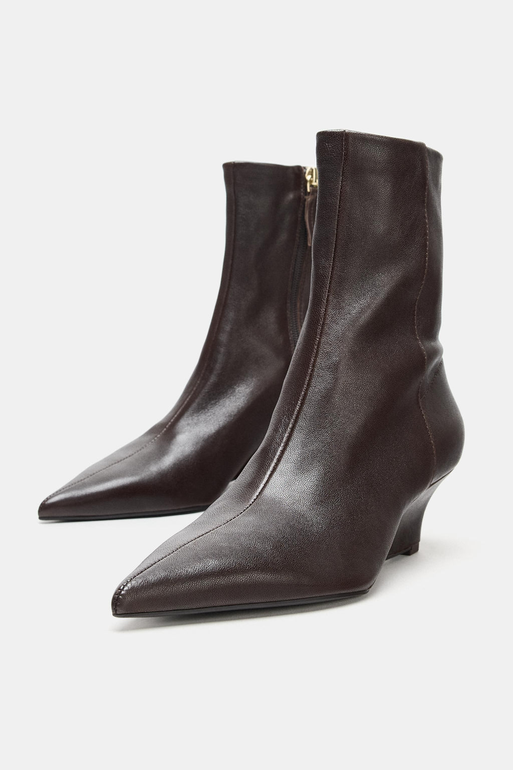 LEATHER WEDGE HEEL ANKLE BOOTS - Zara фото 3