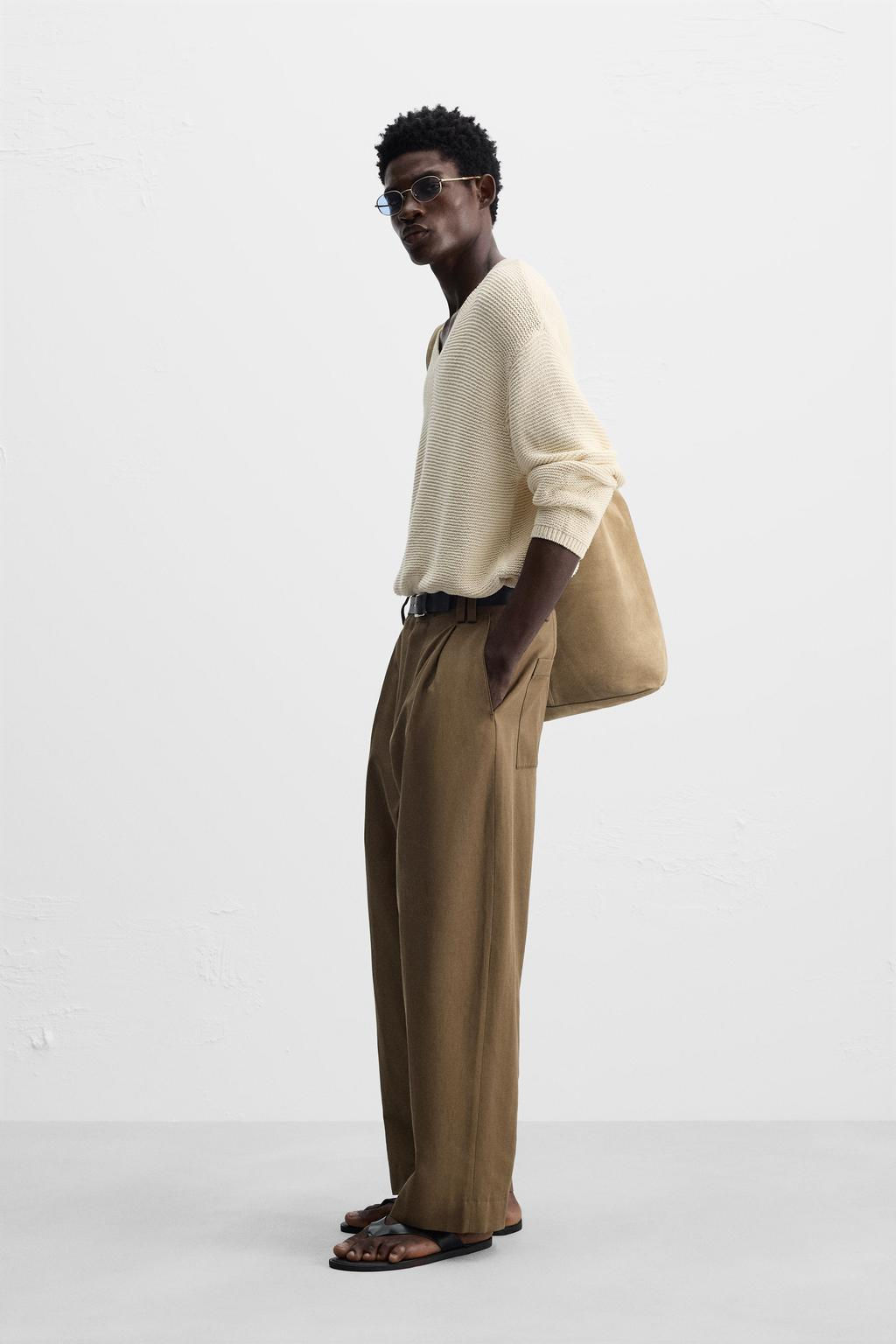 COTTON - LINEN BALLOON FIT TROUSERS - Zara фото 13