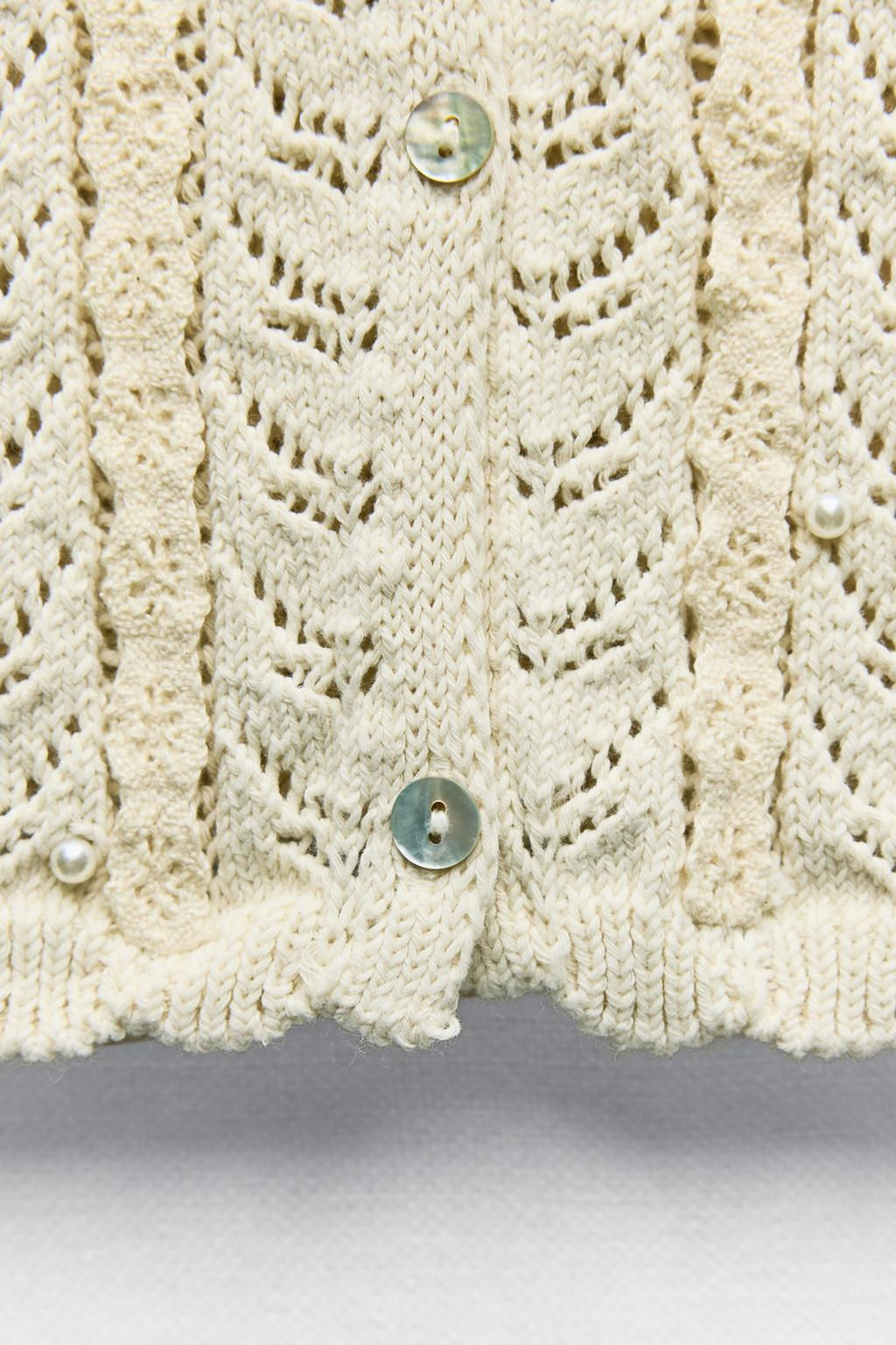 KNIT ROMANTIC TOP WITH LACE AND FAUX PEARLS - Zara фото 6