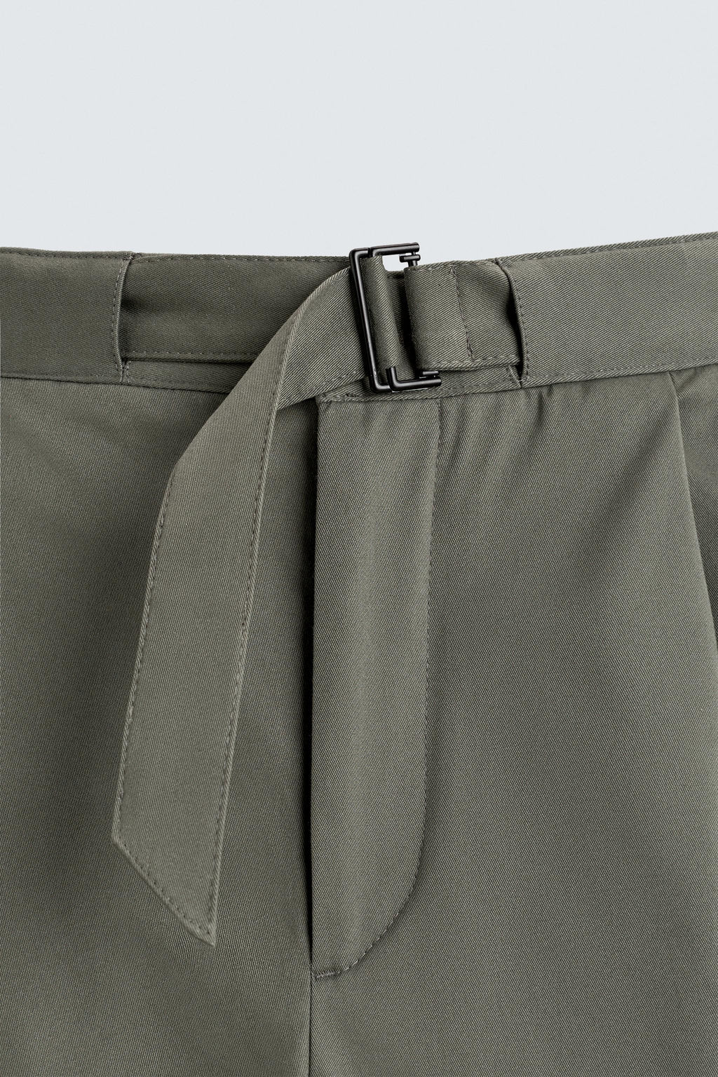 BERMUDA RELAXED FIT PLIEGUES CINTUR?N / Khaki - Zara фото 9