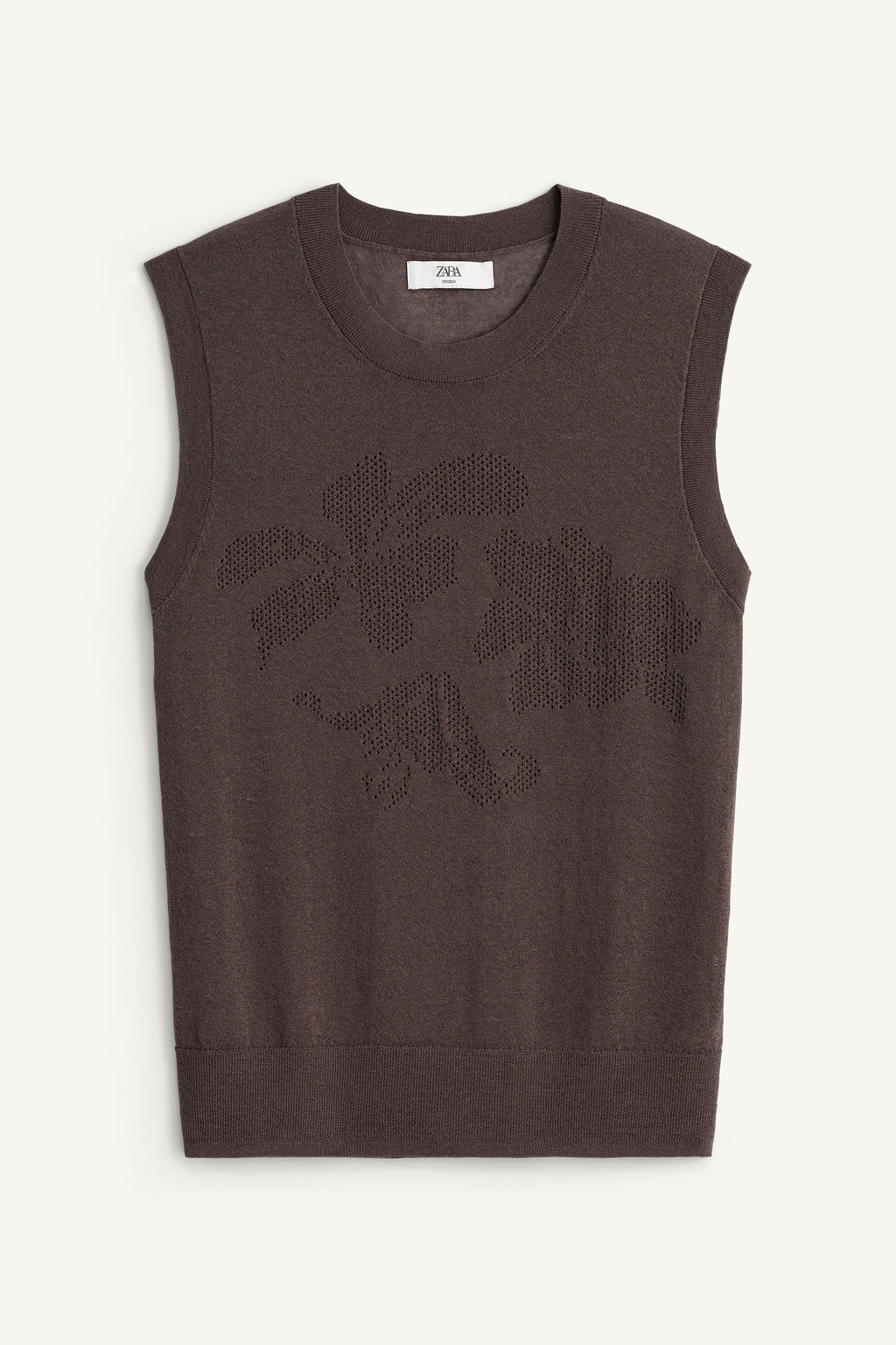 CHALECO PUNTO JACQUARD FLORES / Marr?n / Topo - Zara фото 3