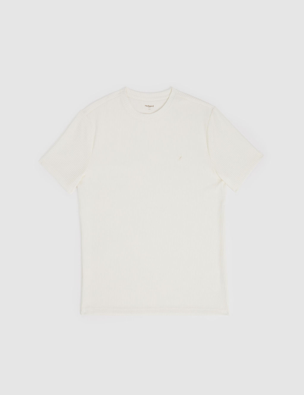 Beyaz Slim Fit Dokulu Bisiklet Yaka T-shirt