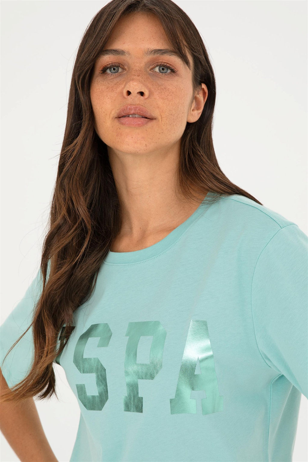 U. S. Polo Assn / Женская базовая футболка с круглым вырезом зеленого цвета - U.s. polo assn фото 2