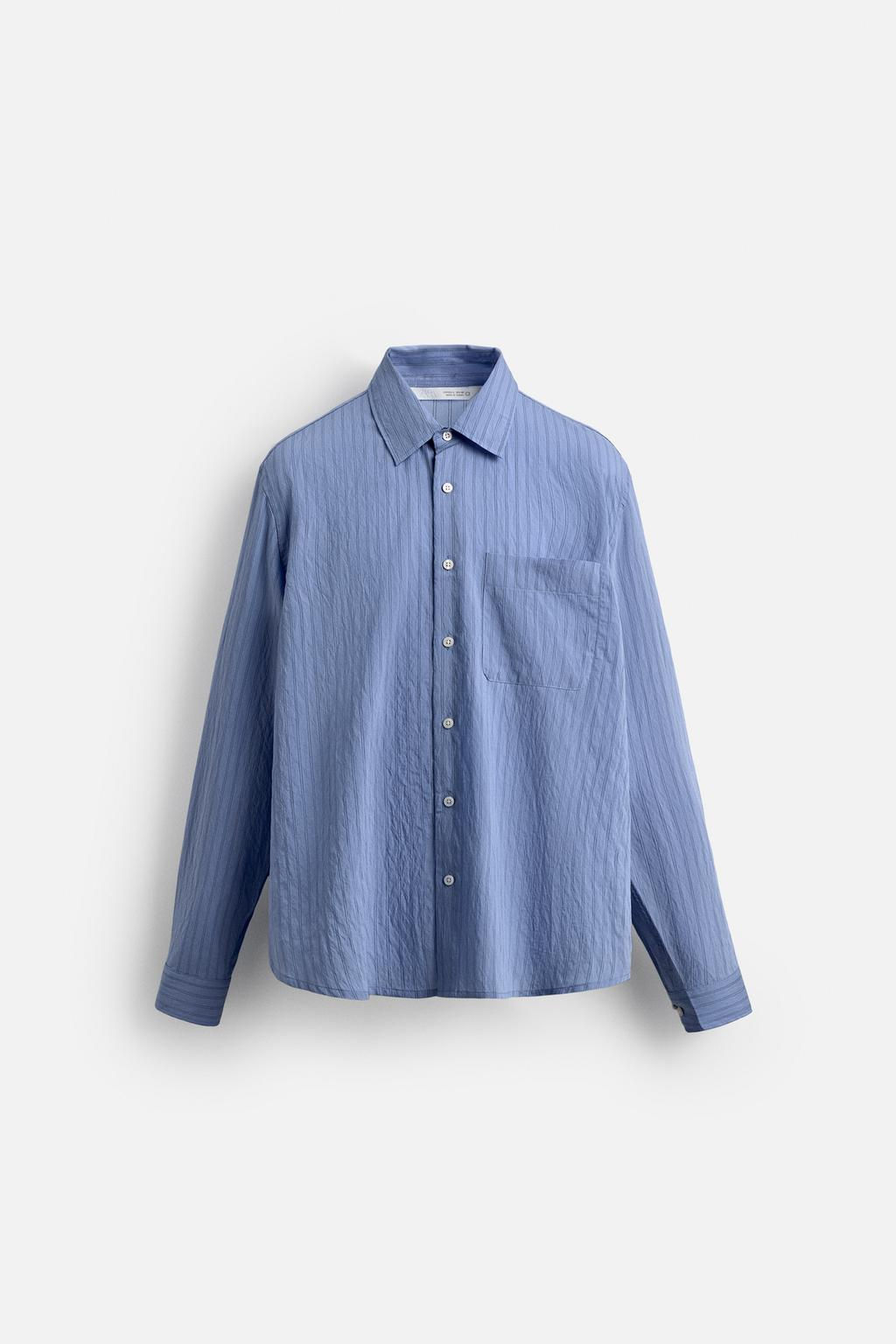 CREASED-EFFECT STRIPED FLOWING SHIRT - Zara фото 8