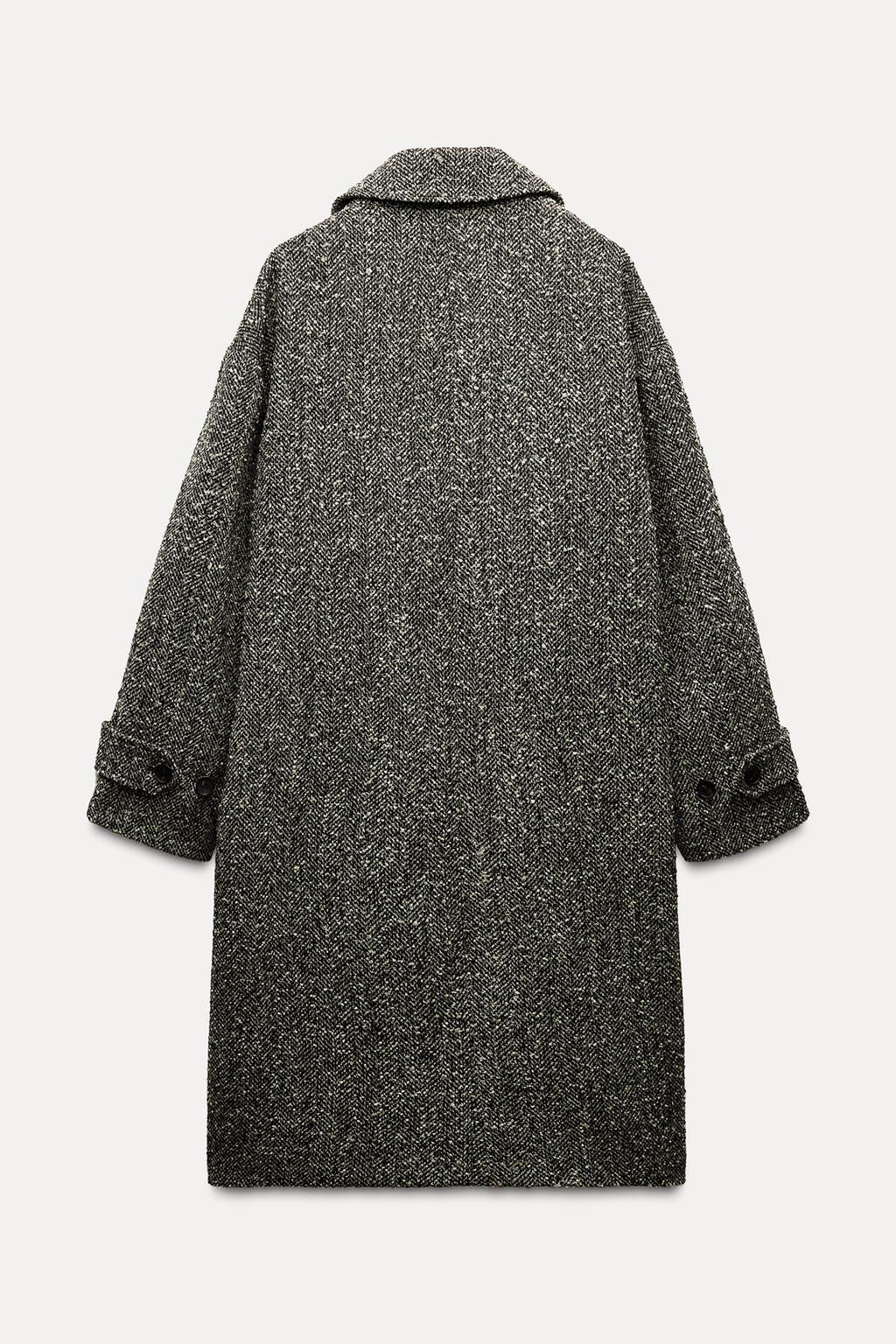 HERRINGBONE DROPPED SHOULDER COAT - Zara фото 5
