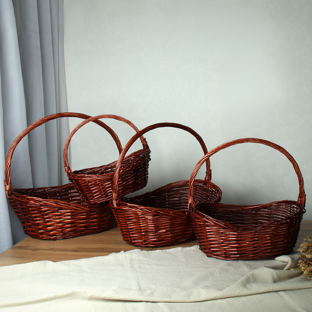 Корзина плетеная 4 штуки коричневые / S/4-B /уп 20/49х37х18/43х32х16/37х26х15/31х20х13 см /уп 20/ - ГалеонТрейд фото 5