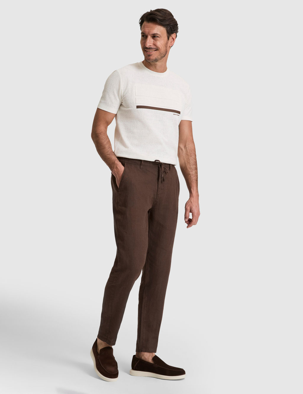 Koyu Kahverengi Carrot Fit %100 Keten Kanvas Pantolon