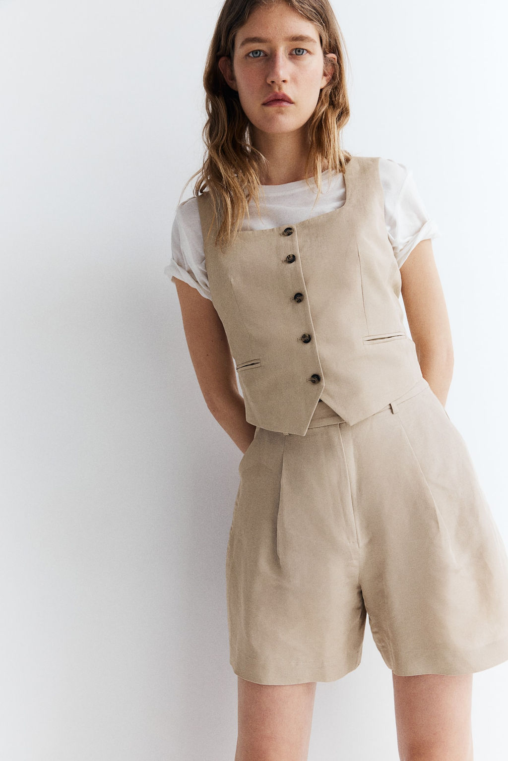 Pantalon corto en mezcla de lino - H&m фото 2