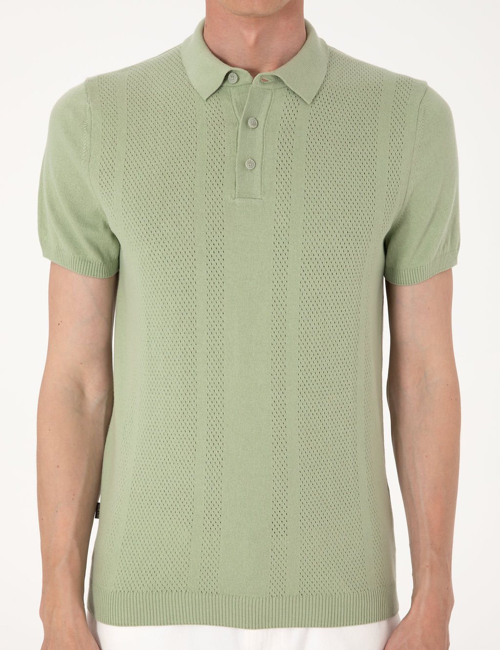 A__k Haki Slim Fit %100 Pamuk Polo Yaka Triko Ti__rt