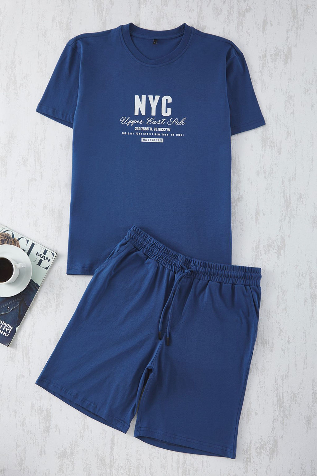 TRENDYOL MAN Siyah Bask?l? Regular Fit Orme Sortlu Pijama Tak?m? TMNSS25PT00013 - Trendyolmilla фото 2