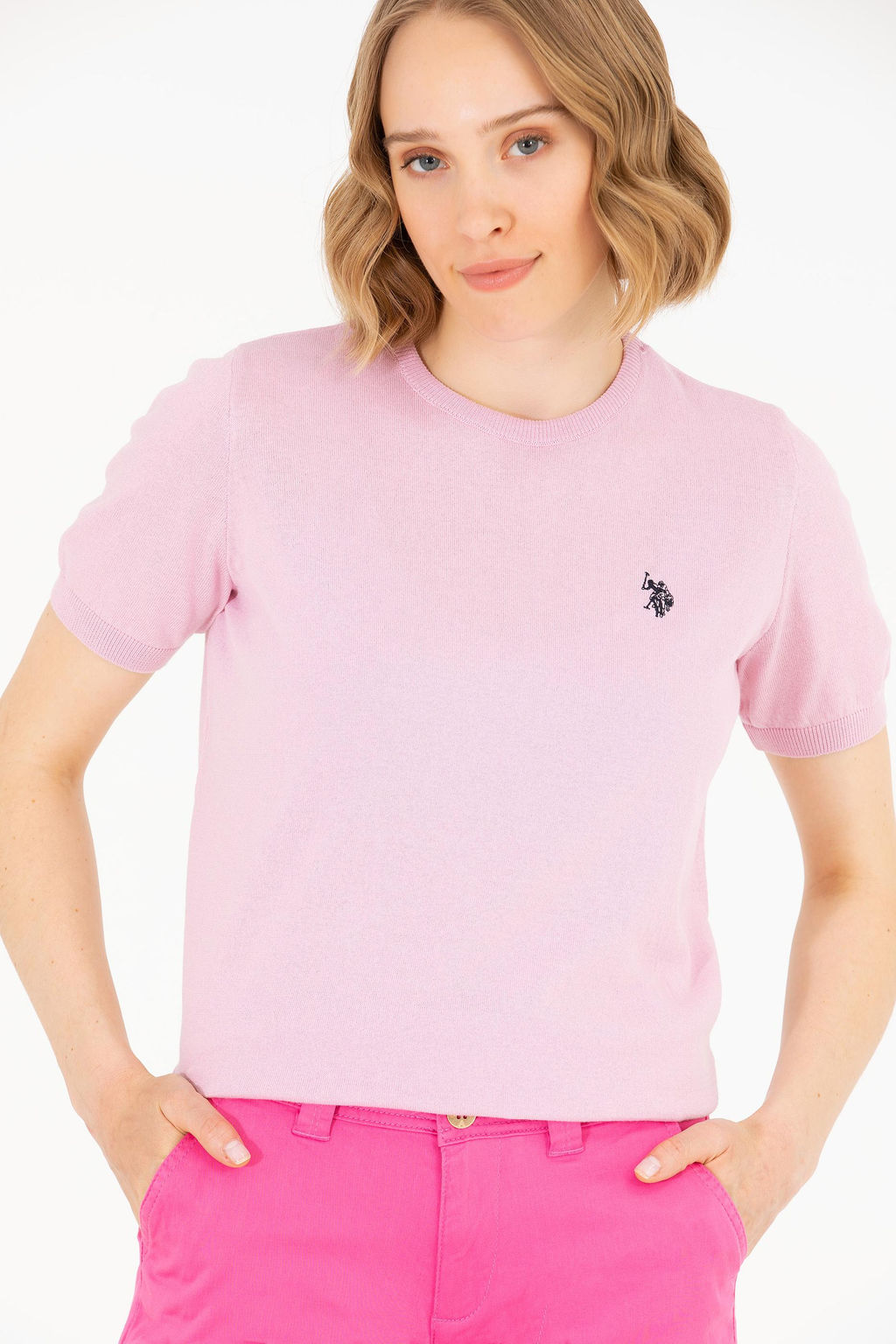 Свитер U.S. Polo Assn Магнолия с круглым вырезом из хлопка  фото 17