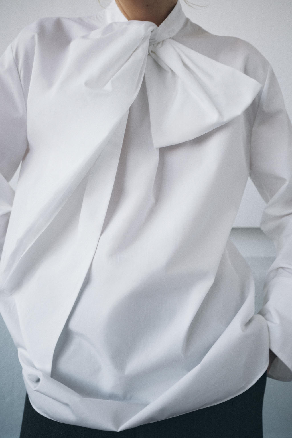 ZW COLLECTION POPLIN SHIRT WITH TIE DETAIL - Zara фото 5