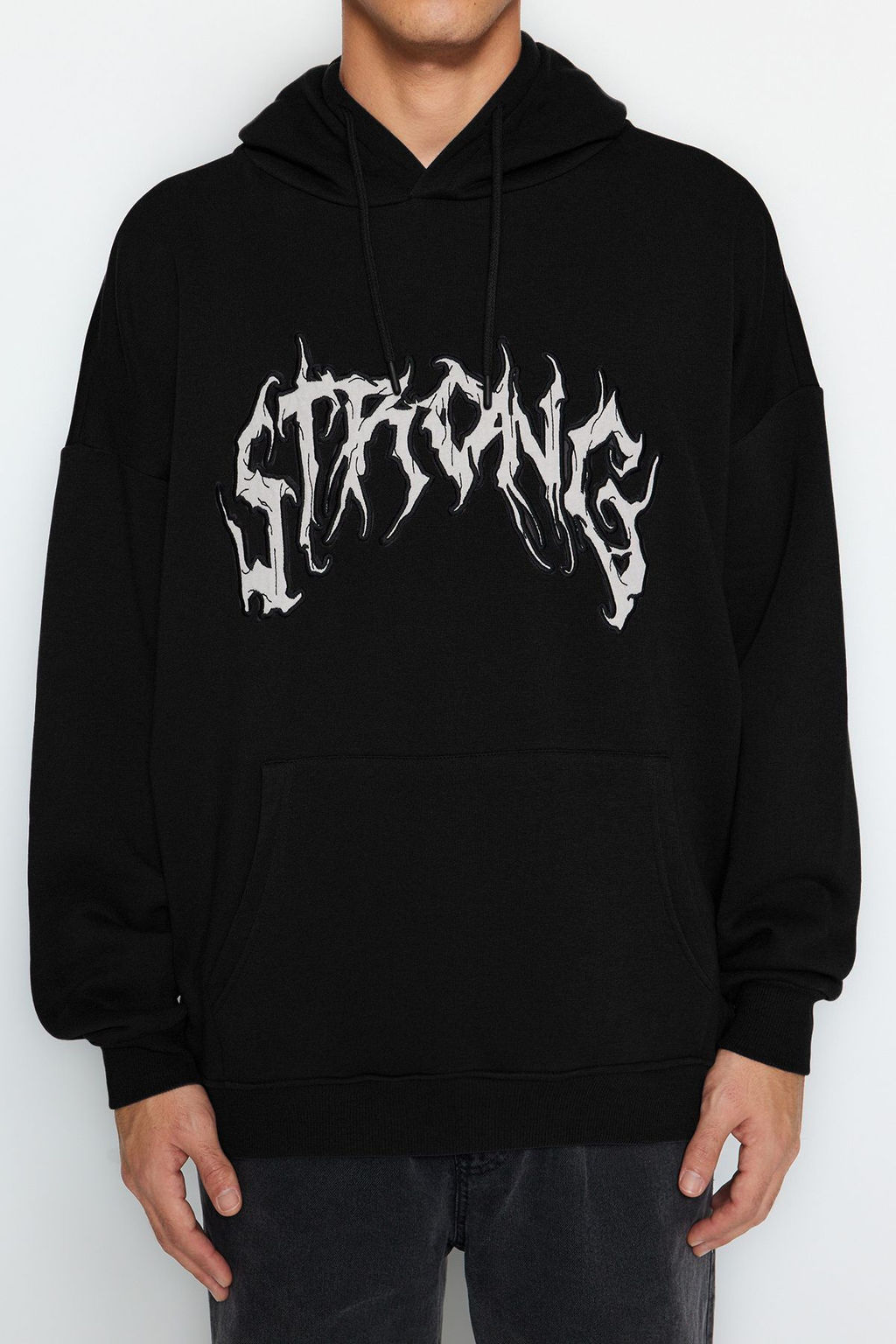 TRENDYOL MAN Antrasit Oversize/Genis Kesim Ici Polar/S?cak Tutan Kapusonlu Sweatshirt TMNAW24SW00029 - Trendyolmilla фото 5