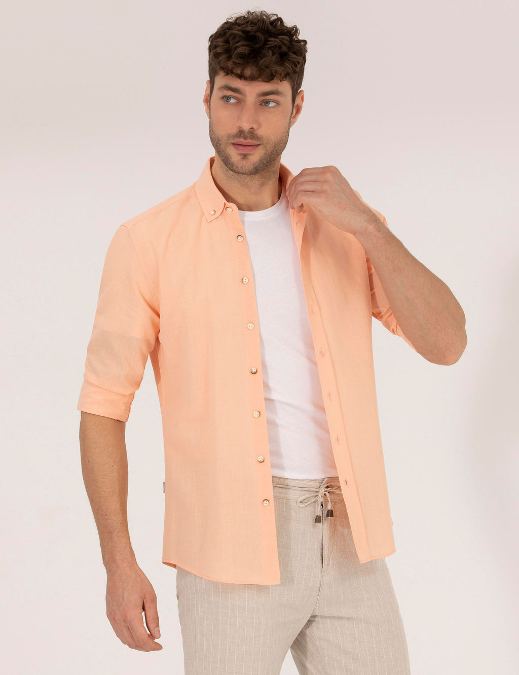 Turuncu Slim Fit Uzun Kollu G_mlek