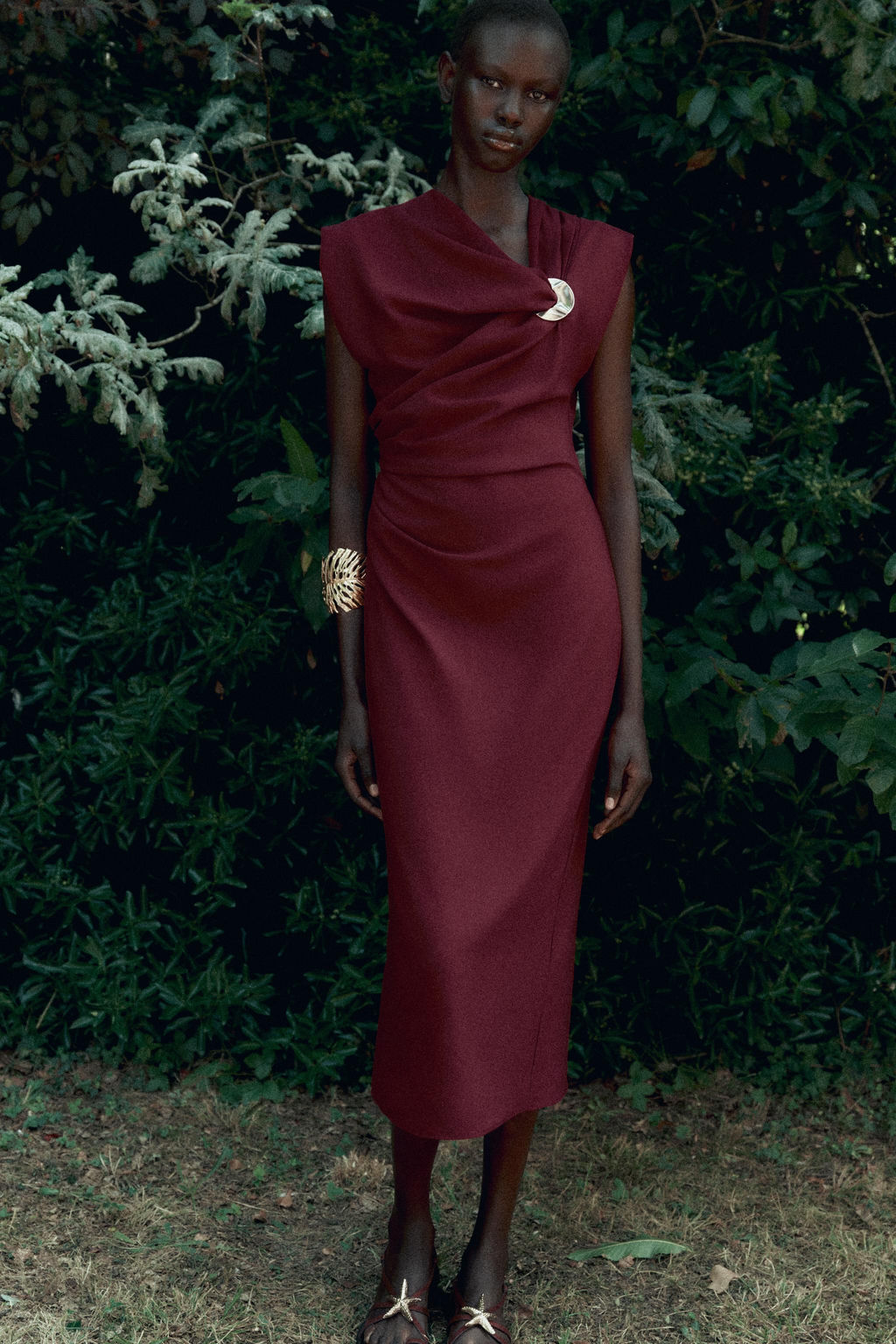 GOLD APPLIQUE MIDI DRESS - Zara фото 10
