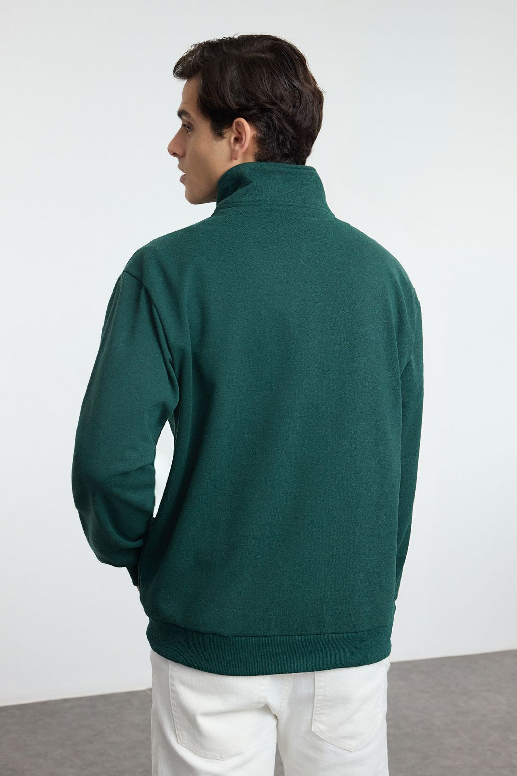 TRENDYOL MAN Lacivert Oversize/Genis Kesim Dik Yaka Fermuarl? Etiketli Ici Polarl? Sweatshirt TMNAW25SW00168 - Trendyolmilla фото 15