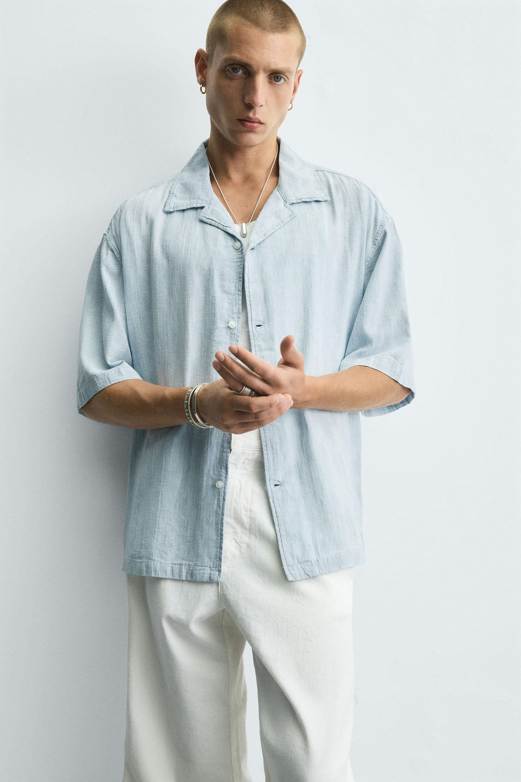 STRIPED JACQUARD WASHED SHIRT - Zara фото 6