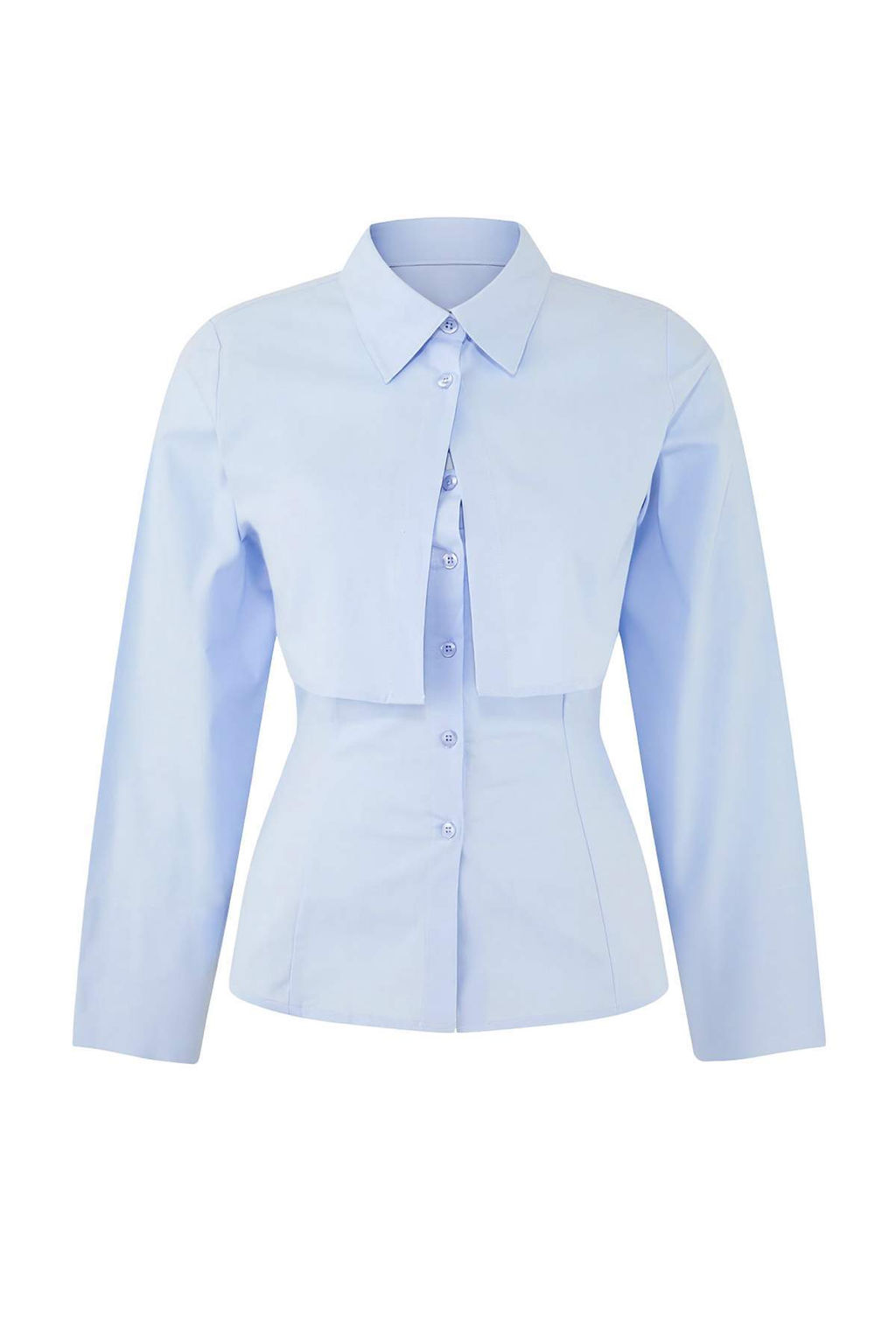 Ac?k Mavi Ikili Parcal? Lycral? Poplin Bedene Oturan Gomlek TWOSS26GO00064