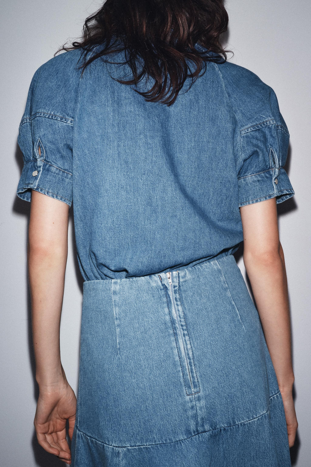 ZW COLLECTION DENIM SHIRT WITH TIE - Zara фото 3