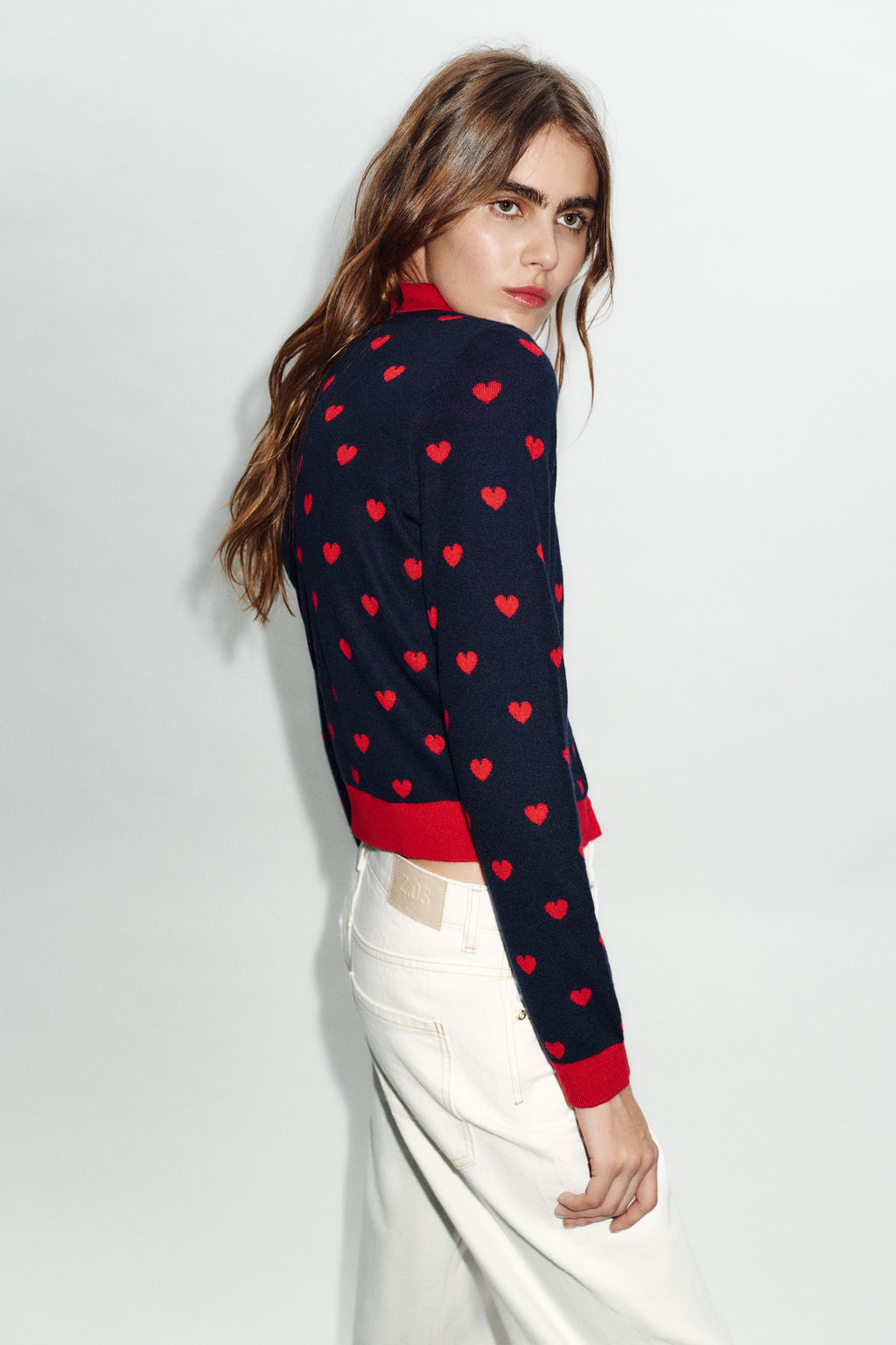 JACQUARD KNIT CARDIGAN WITH HEARTS - Zara фото 8