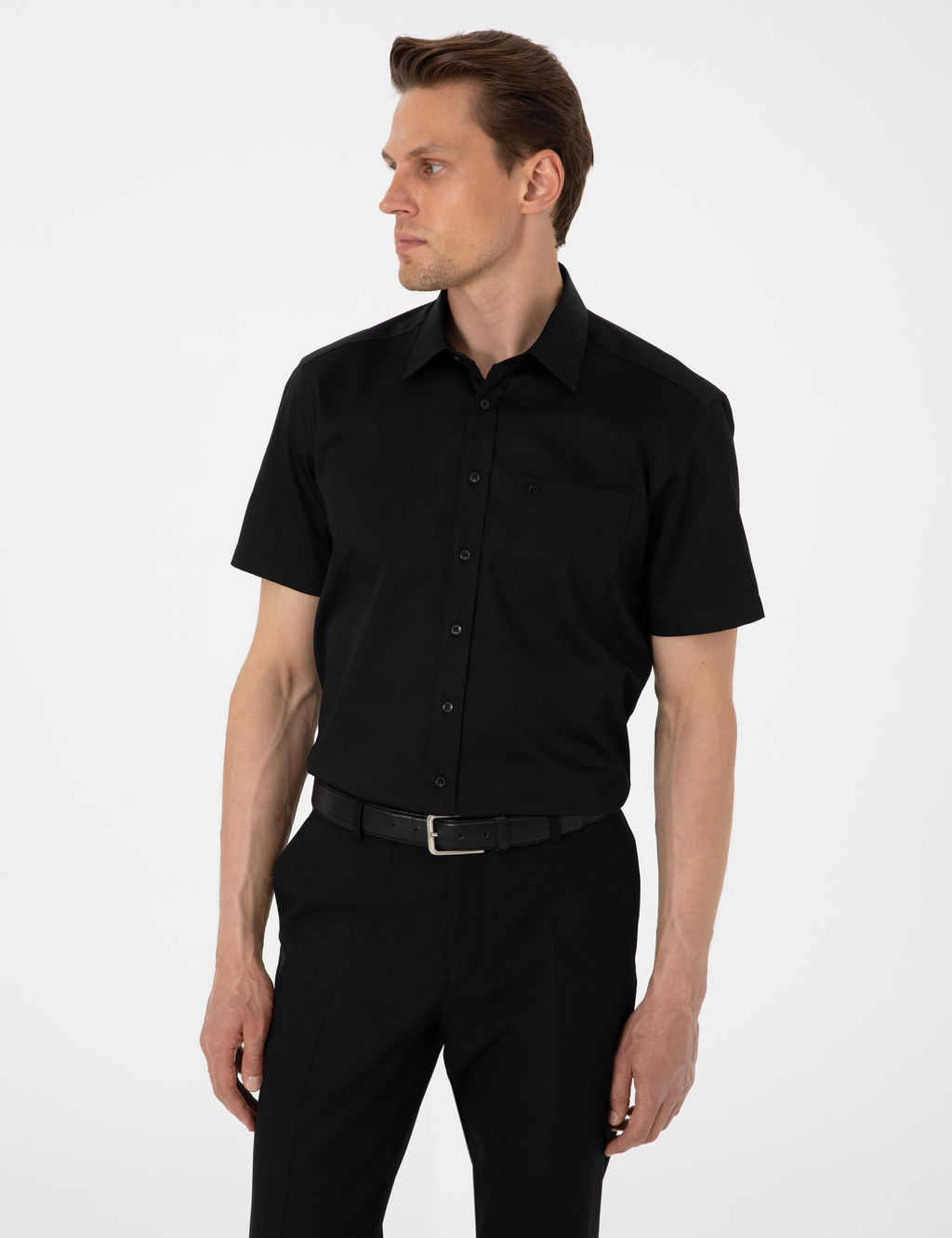 Siyah Regular Fit Uzun Kollu Basic G_mlek