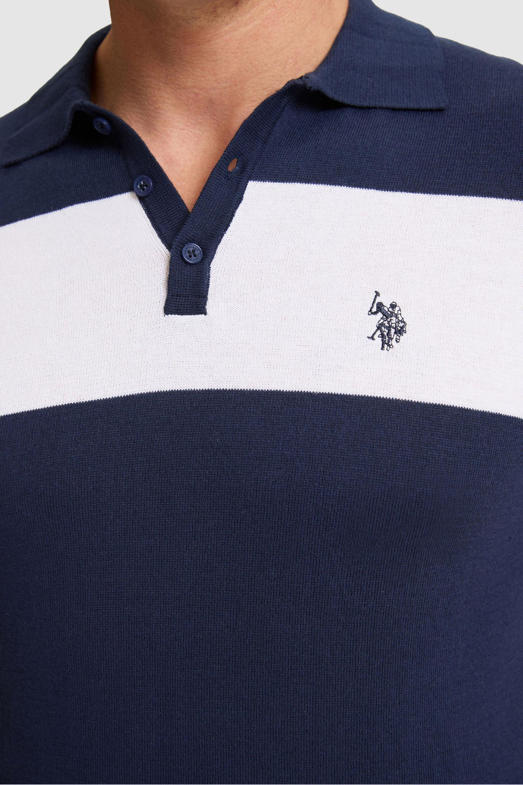 Erkek Lacivert Slim Fit Polo Yaka Triko Ti__rt
