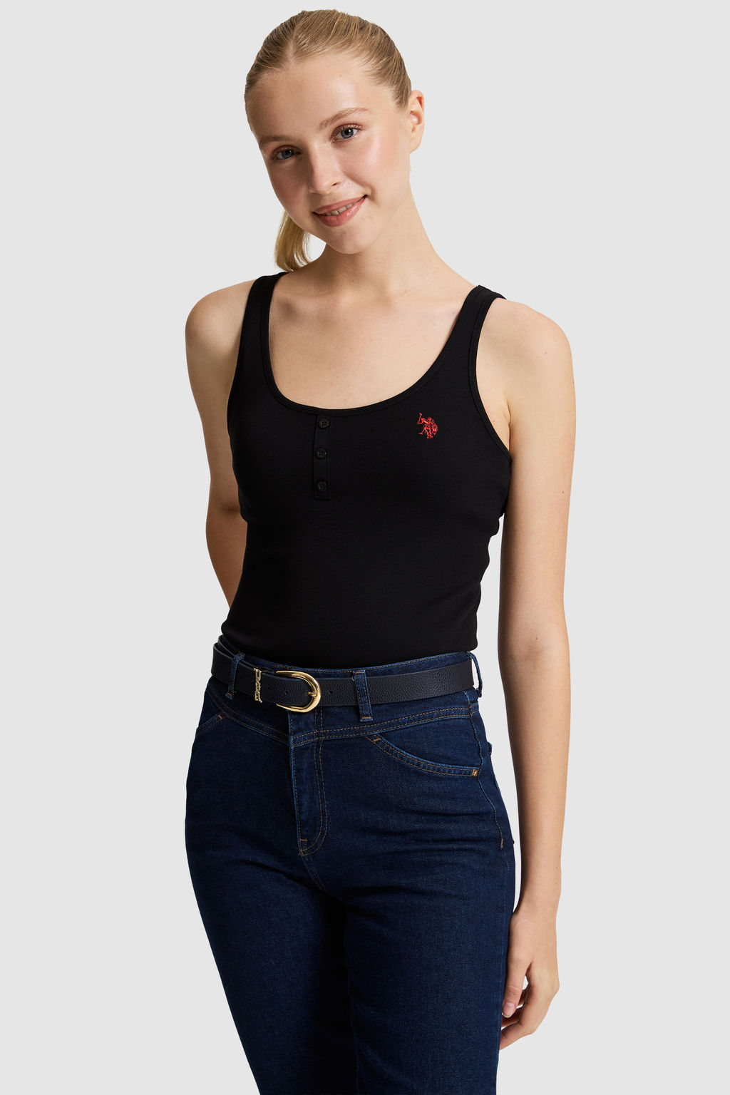 Kad_n Siyah Kare Yaka Basic Ti__rt - U.s. polo assn фото 3