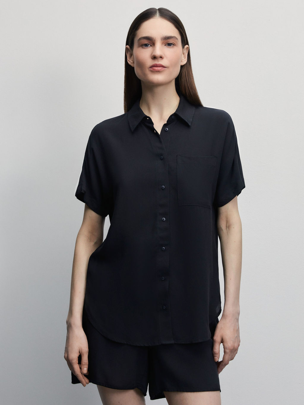 Рубашка с коротким рукавом из вискозы / Zarina  фото 3