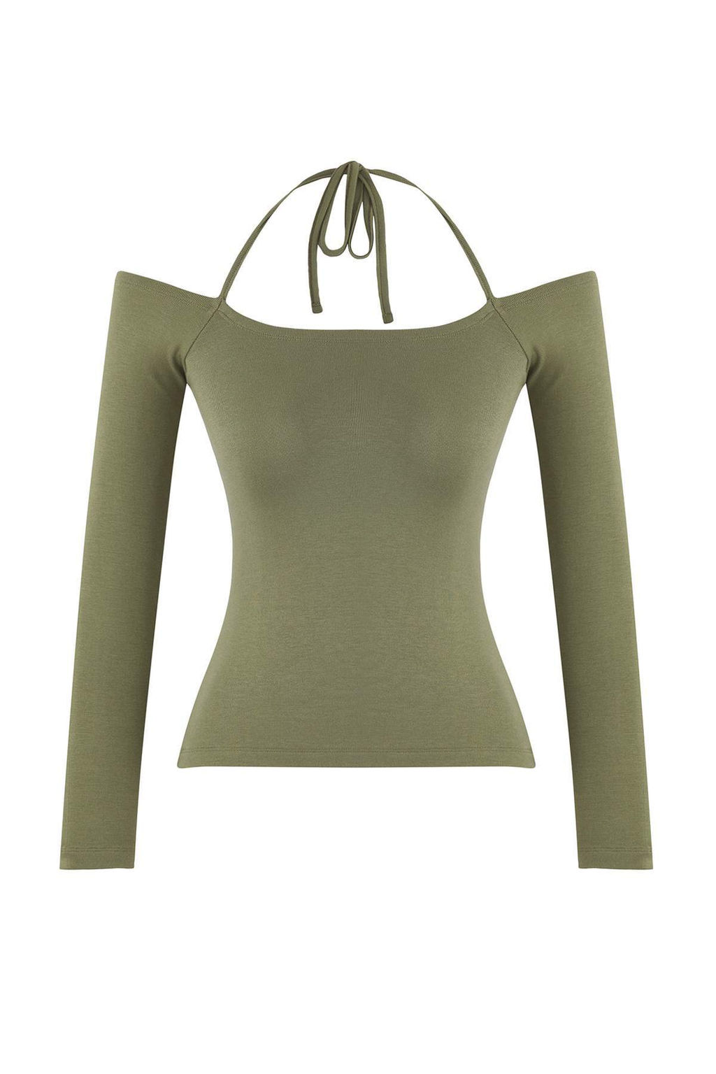 Haki Carmen Yaka Baglama Detayl? Fitted/Vucuda Oturan Orme Bluz TWOAW26BZ00097