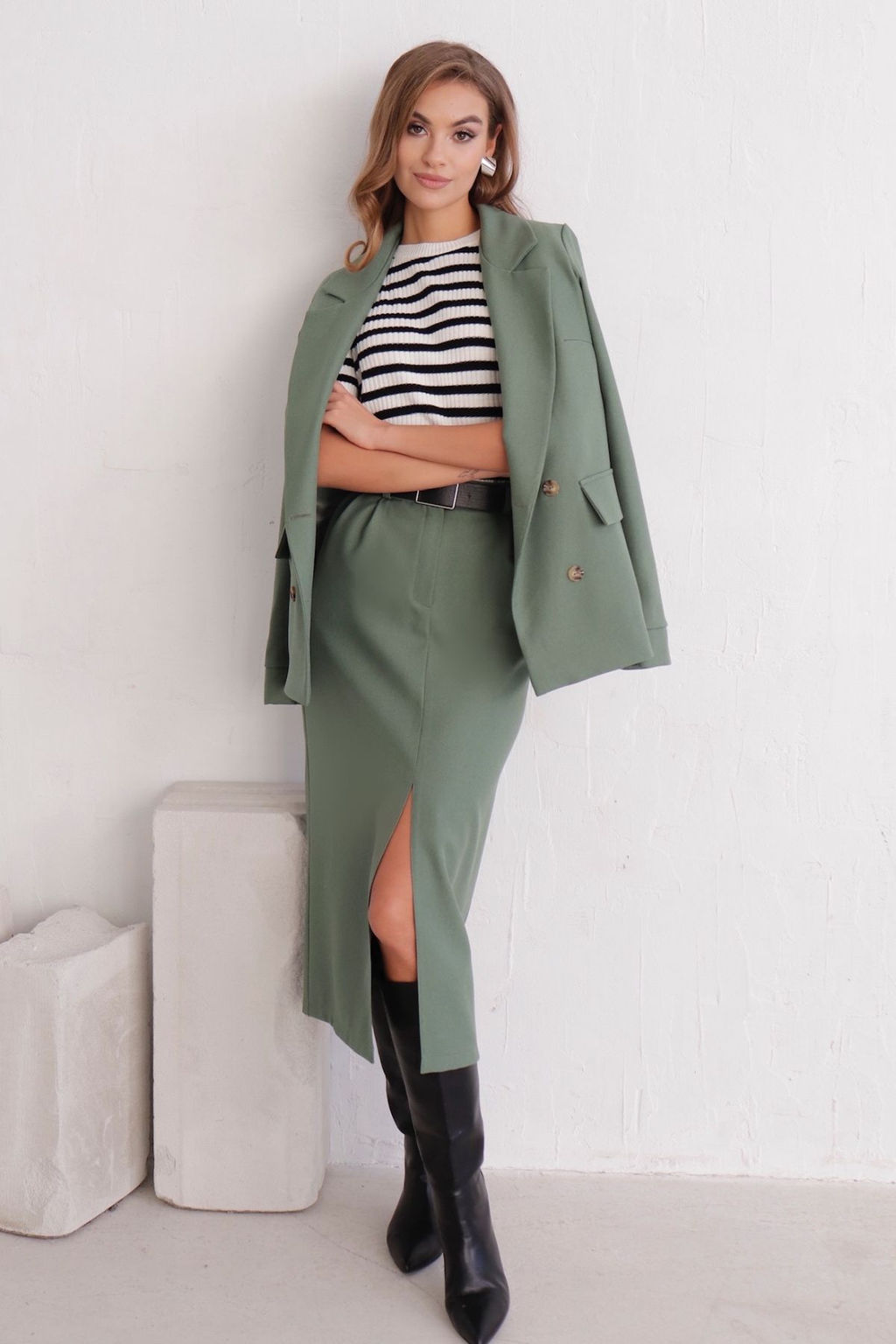 11721 Юбка миди-макси в приглушённом зелёном - Martichelli фото 17