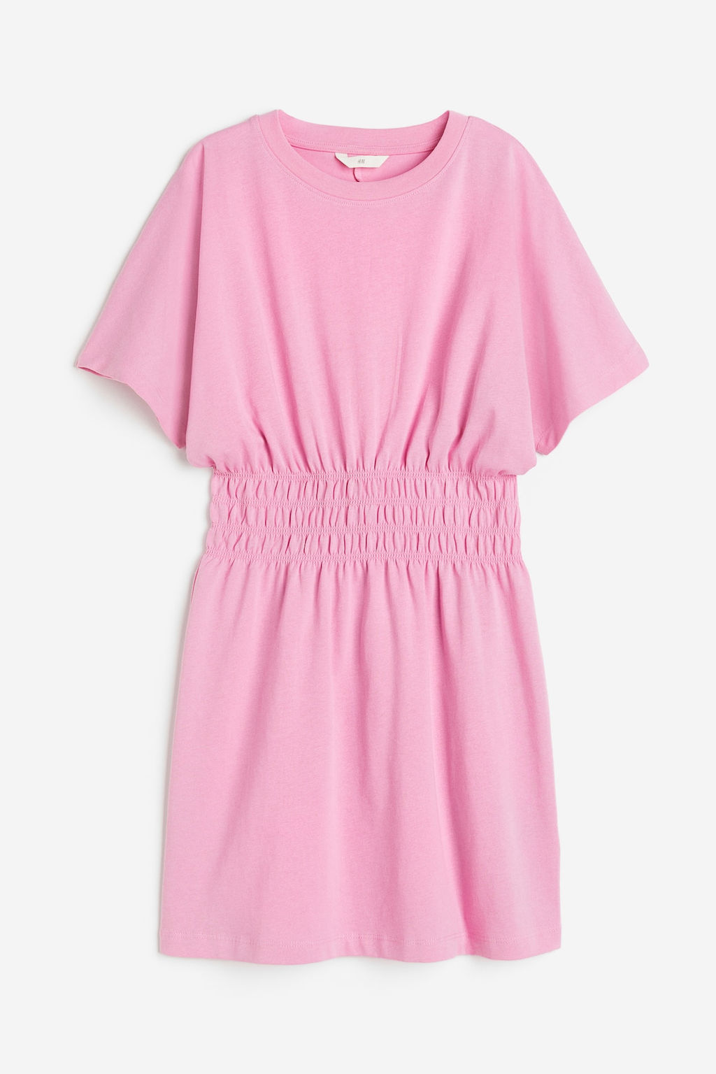 Vestido camiseta con cintura nido de abeja