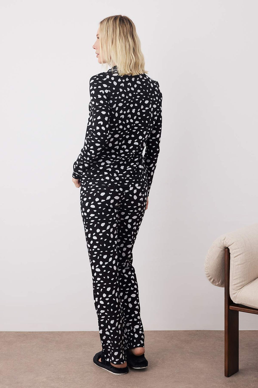 Trendyolmilla Bej %100 Pamuklu Leopar Desenli Gomlek-Pantolon Orme Pijama Tak?m? THMAW21PT0489 фото 4