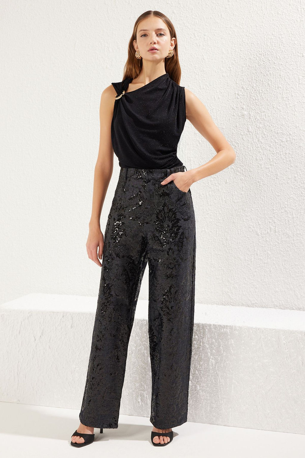 TRENDYOLMILLA Gumus Aksesuar Detayl? C?tc?tl? Simli Orme Body TPRSS25BD00005 фото 11